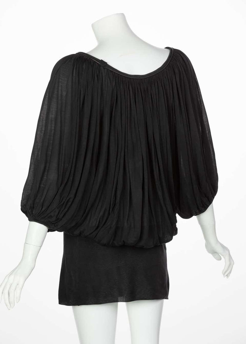 Neil Barrett Black Silk Metal Detail Silk Blouse Tunic Top, 2015