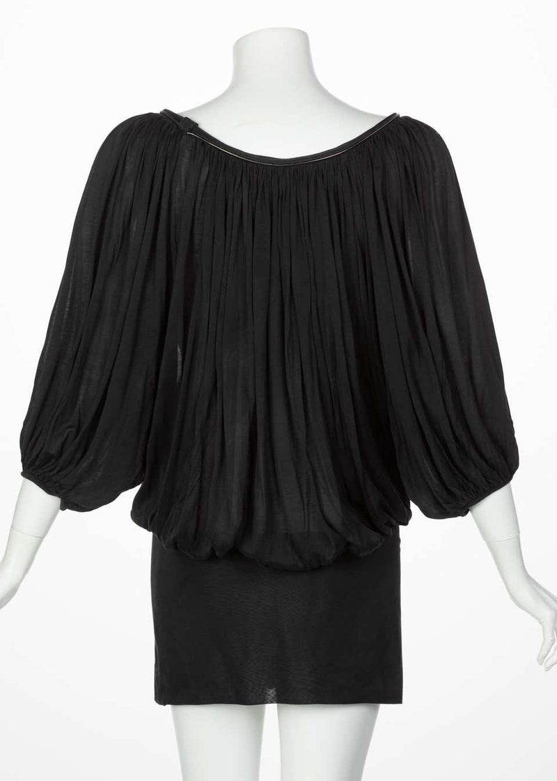 Neil Barrett Black Silk Metal Detail Silk Blouse Tunic Top, 2015