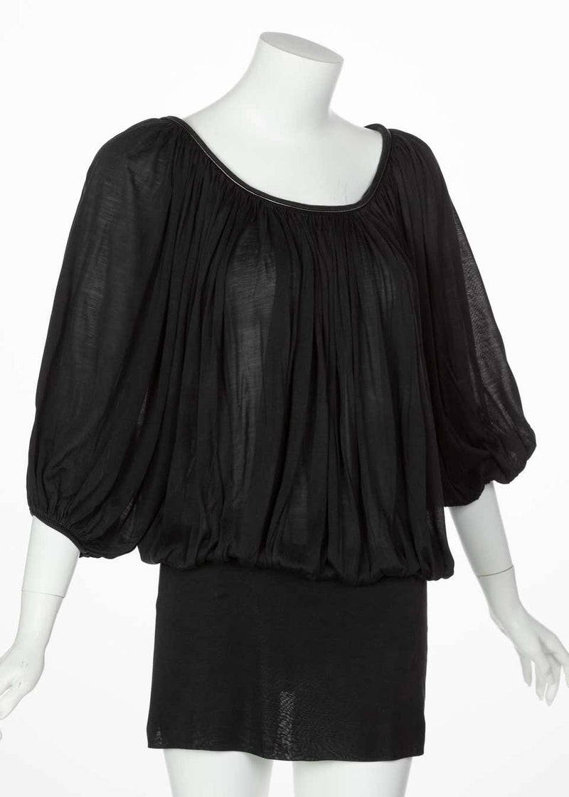 Neil Barrett Black Silk Metal Detail Silk Blouse Tunic Top, 2015
