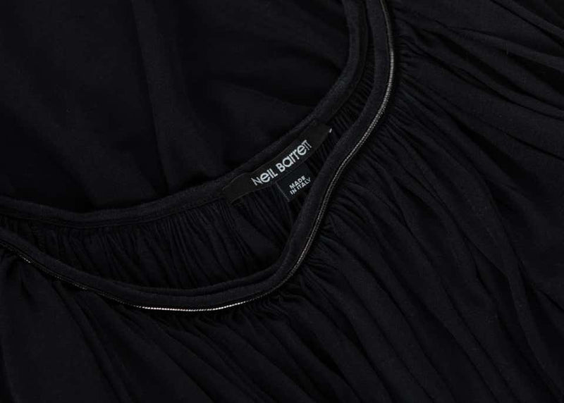 Neil Barrett Black Silk Metal Detail Silk Blouse Tunic Top, 2015