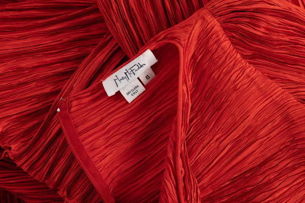 Vintage Mary Mcfadden Red Fortuny Pleated Maxi Dress
