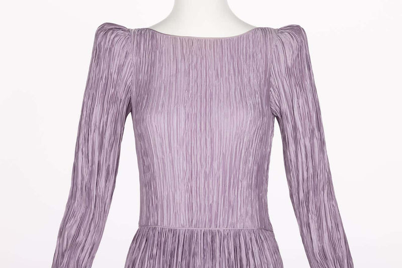 Vintage Mary McFadden Lavender Golden Macrame Cut Out Back Gown