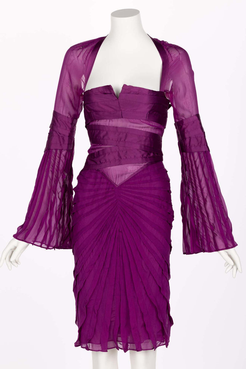 Gucci Tom Ford Purple Silk Dress Runway F/W 2004 Look #27