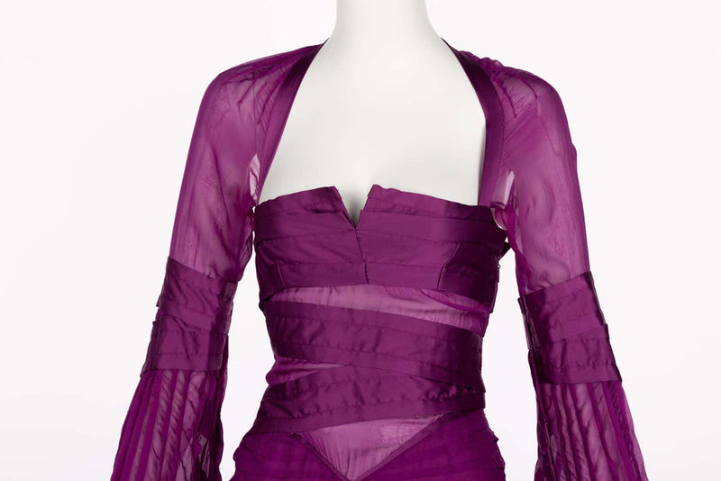 Gucci Tom Ford Purple Silk Dress Runway F/W 2004 Look #27