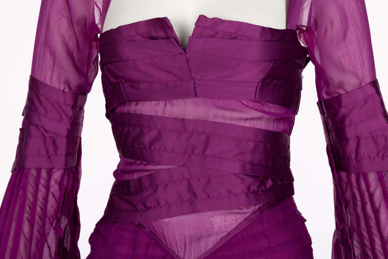 Gucci Tom Ford Purple Silk Dress Runway F/W 2004 Look #27