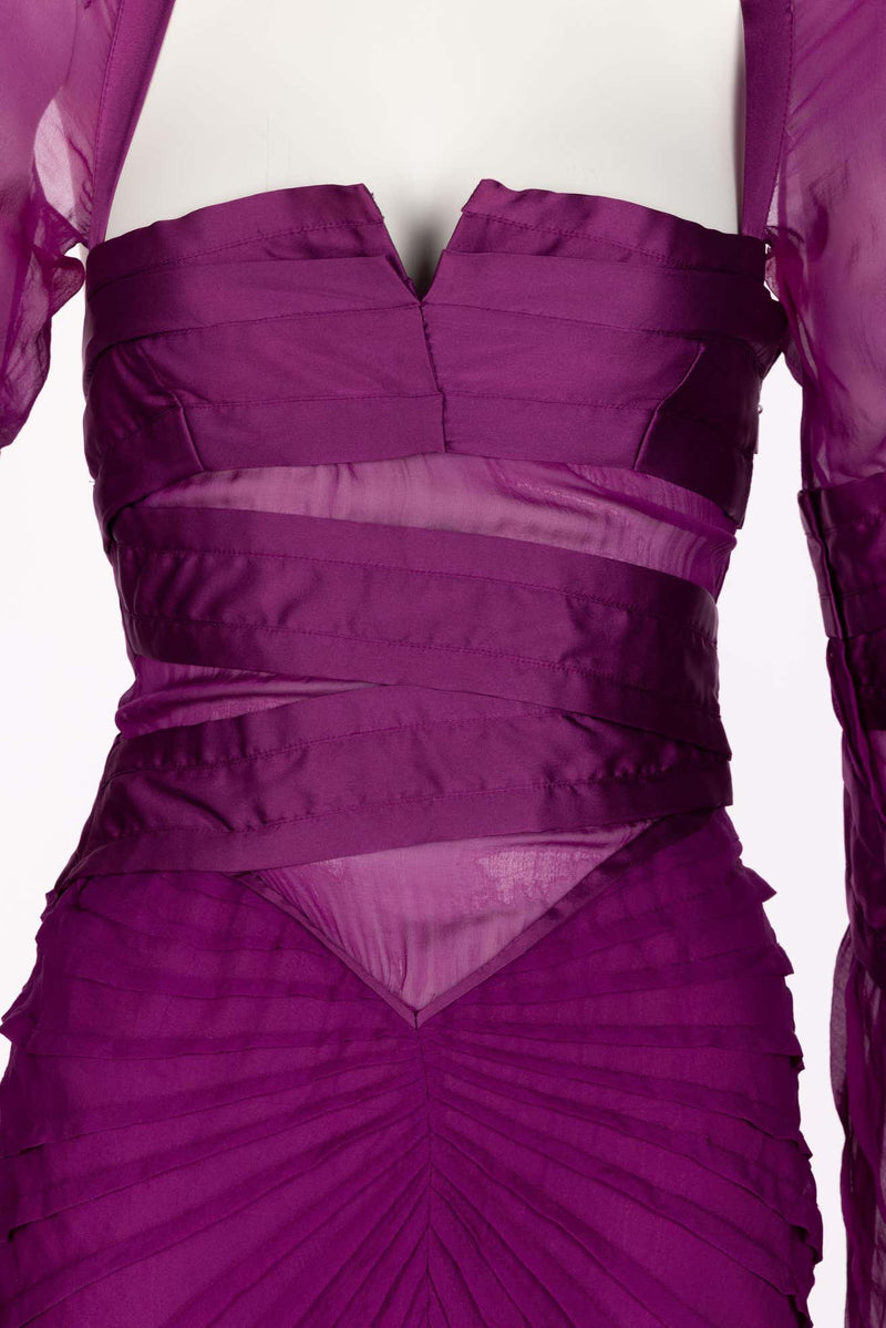 Gucci Tom Ford Purple Silk Dress Runway F/W 2004 Look #27