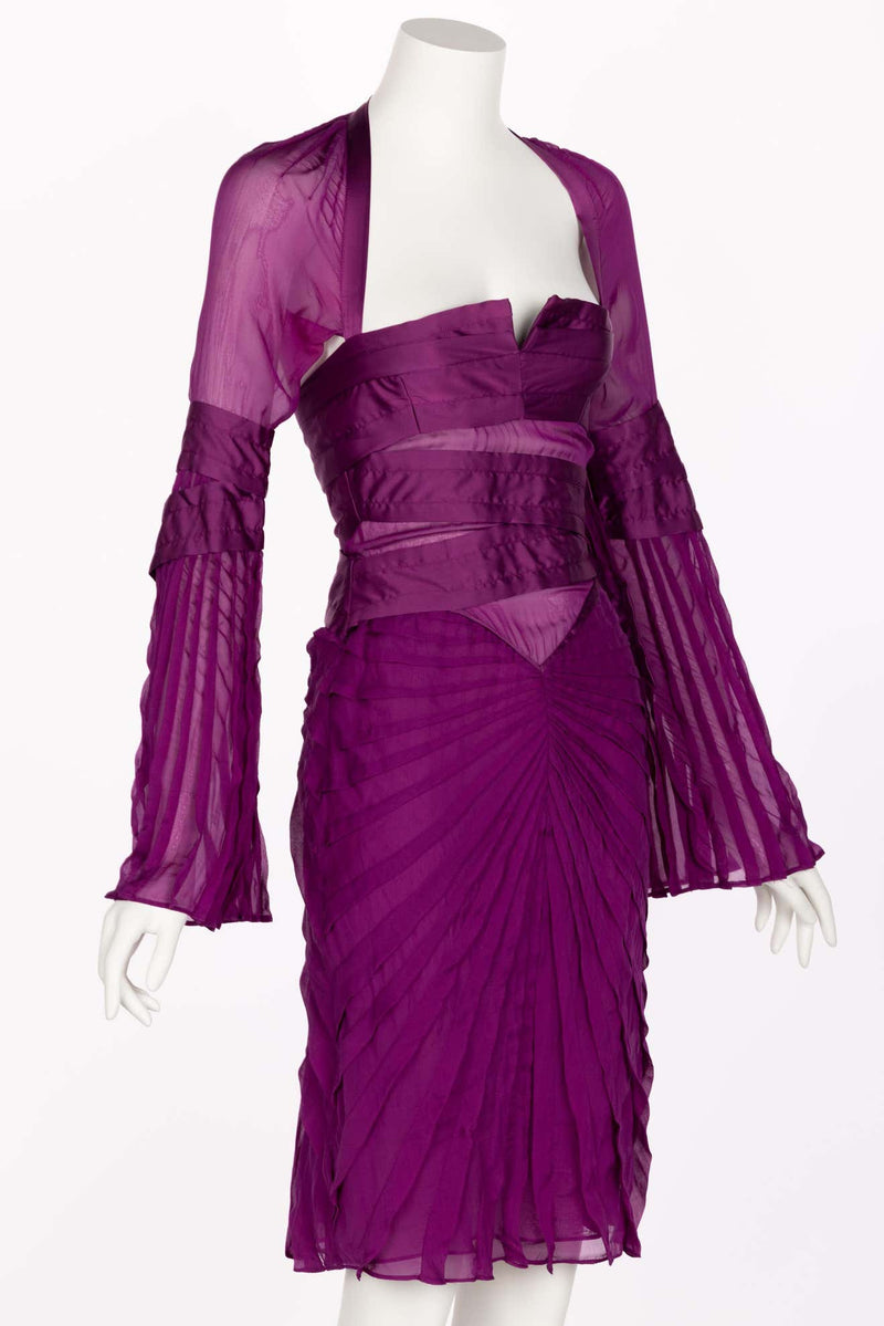 Gucci Tom Ford Purple Silk Dress Runway F/W 2004 Look #27