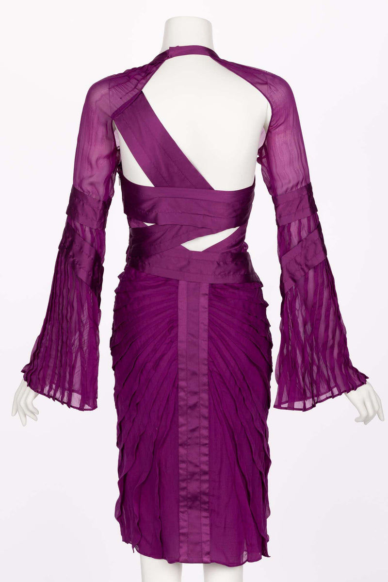 Gucci Tom Ford Purple Silk Dress Runway F/W 2004 Look #27