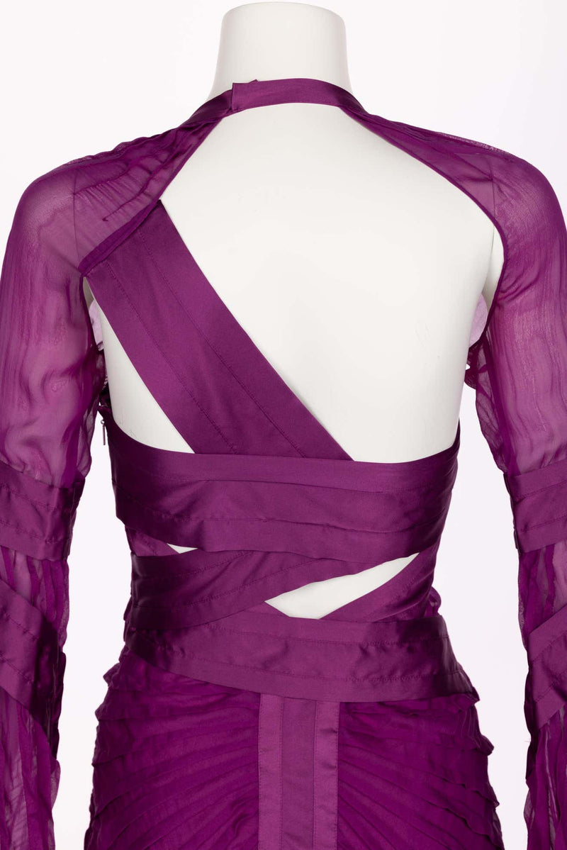 Gucci Tom Ford Purple Silk Dress Runway F/W 2004 Look #27