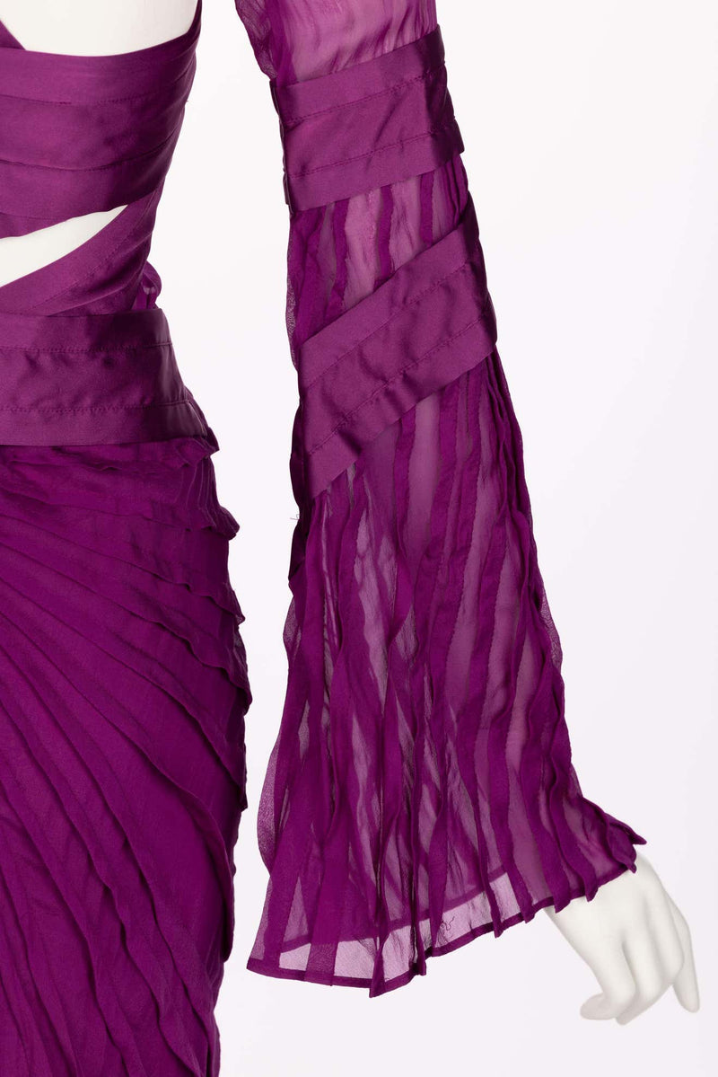 Gucci Tom Ford Purple Silk Dress Runway F/W 2004 Look #27
