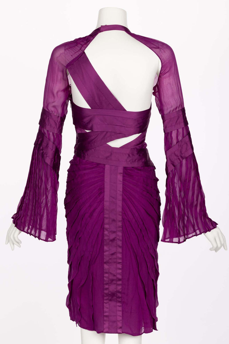 Gucci Tom Ford Purple Silk Dress Runway F/W 2004 Look #27