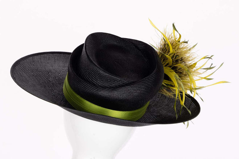 Philip Treacy London Bespoke Black Straw Feather Bouquet Hat, 2001