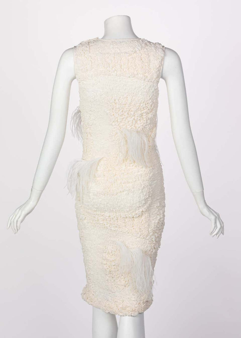 Nina Ricci Ivory Silk Feather Embellished Dress, Spring 2016