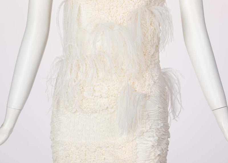 Nina Ricci Ivory Silk Feather Embellished Dress, Spring 2016