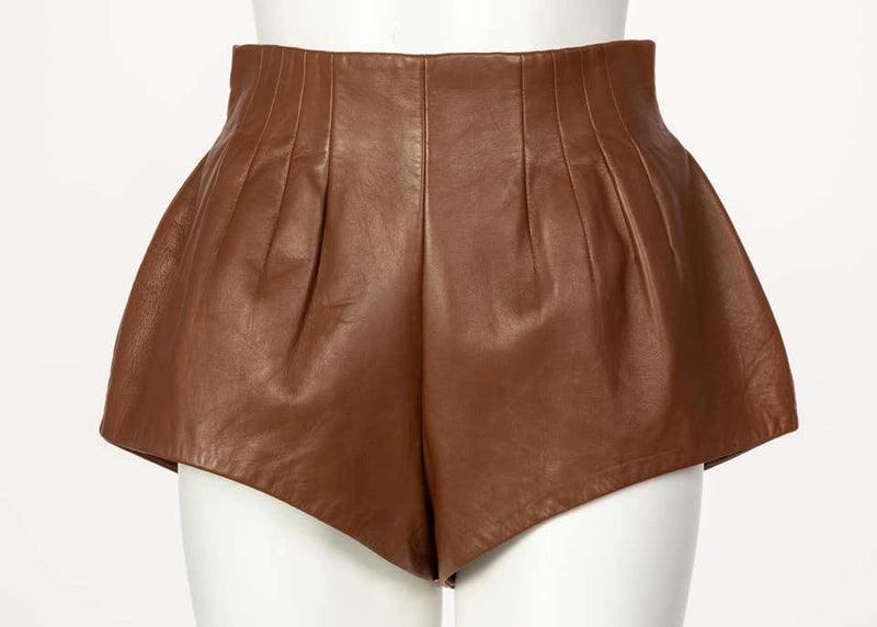 Prada Brown Leather Shorts, 2009