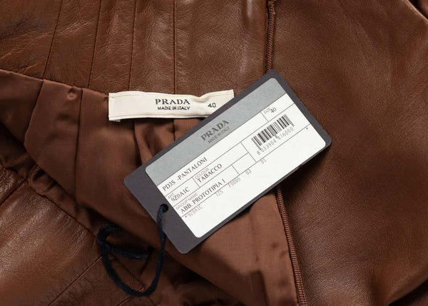 Prada Brown Leather Shorts, 2009