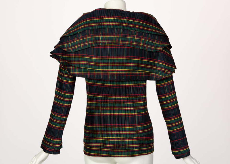 Mashiah Plisse Tartan Plaid Jacket Top Avant Garde