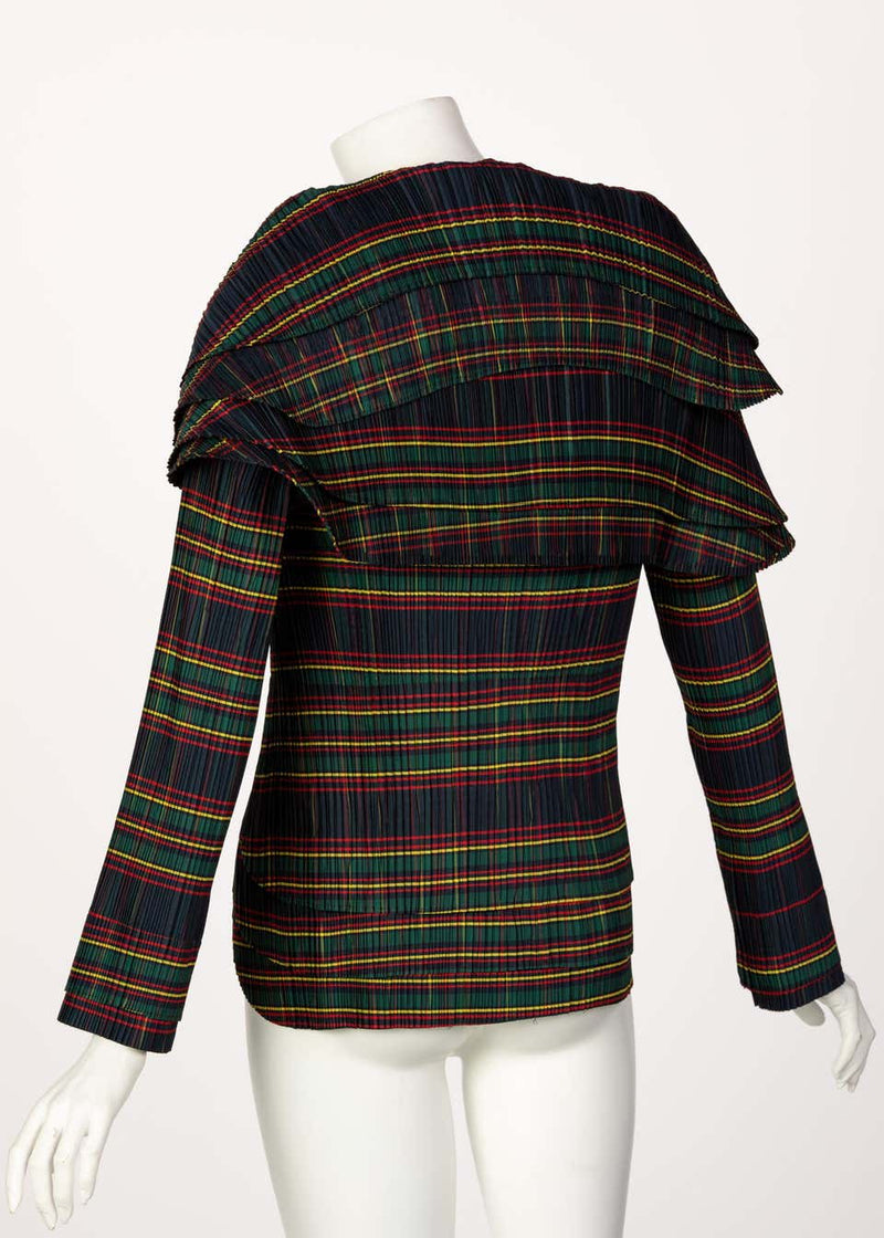 Mashiah Plisse Tartan Plaid Jacket Top Avant Garde