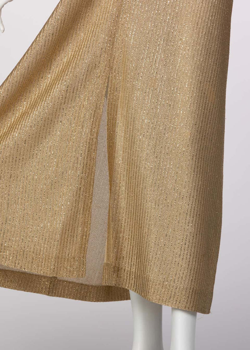 Halston Metallic Gold Caftan dress, 1970s