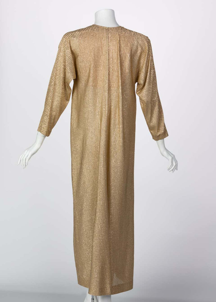 vintage halston dresses Halston Metallic Gold Caftan dress, 1970s – Basha Gold