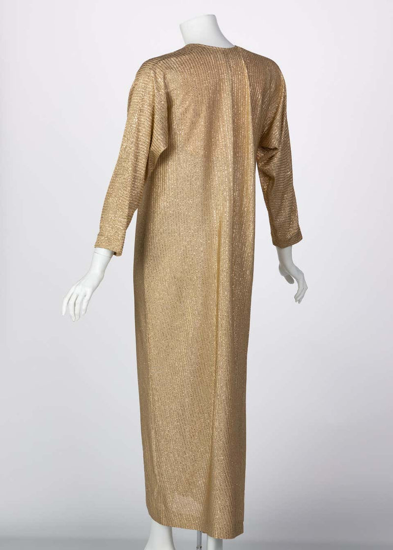 Halston Metallic Gold Caftan dress, 1970s Basha Gold Halston Metallic Gold Caftan dress, 1970s Basha Gold