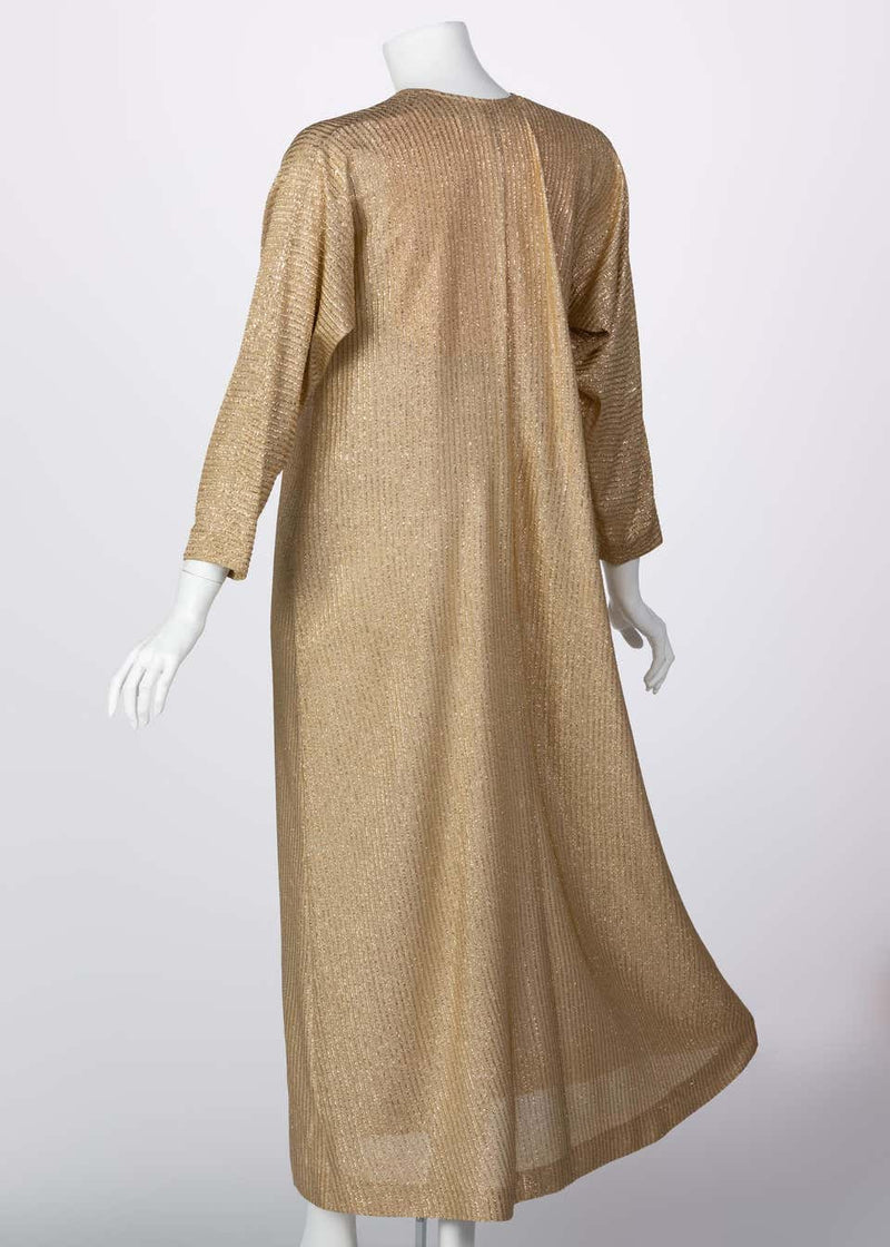 Halston Metallic Gold Caftan dress, 1970s