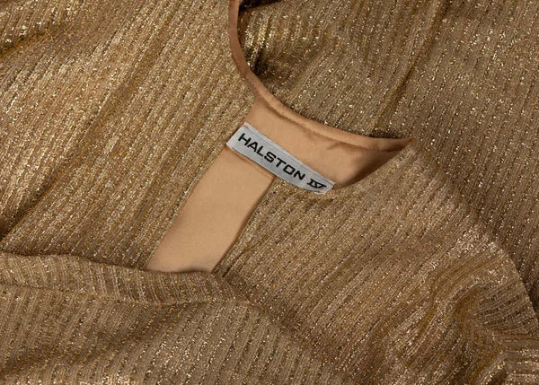Halston Metallic Gold Caftan dress, 1970s
