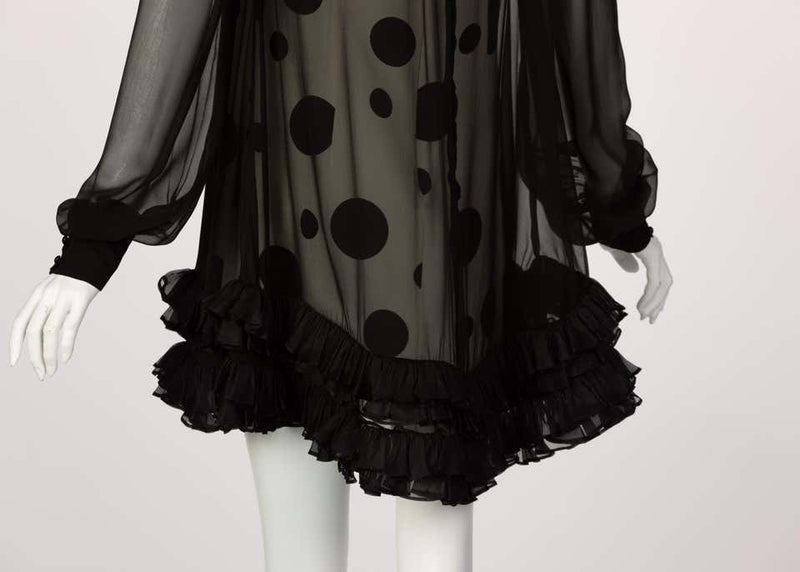 Balenciaga Black Polka Dot Silk Mini Dress, 1990s