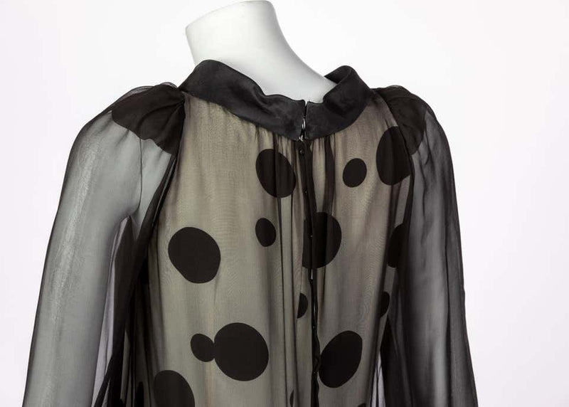 Balenciaga Black Polka Dot Silk Mini Dress, 1990s