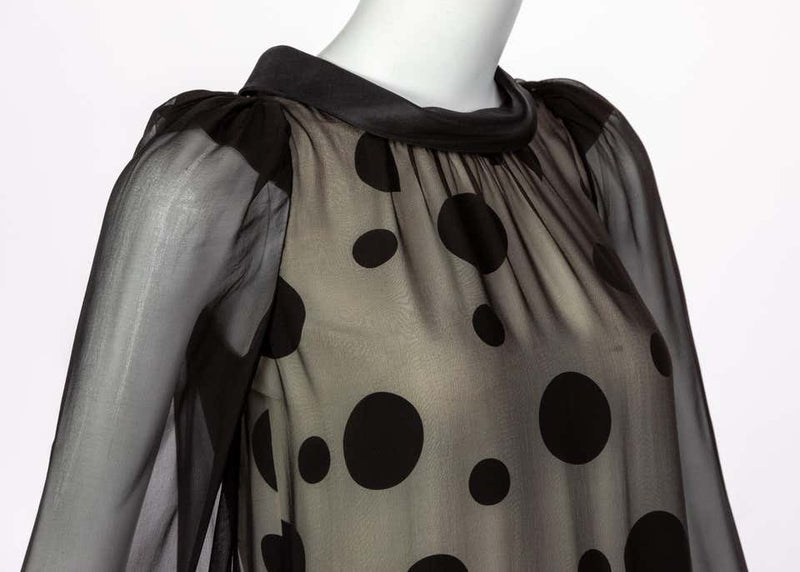 Balenciaga Black Polka Dot Silk Mini Dress, 1990s