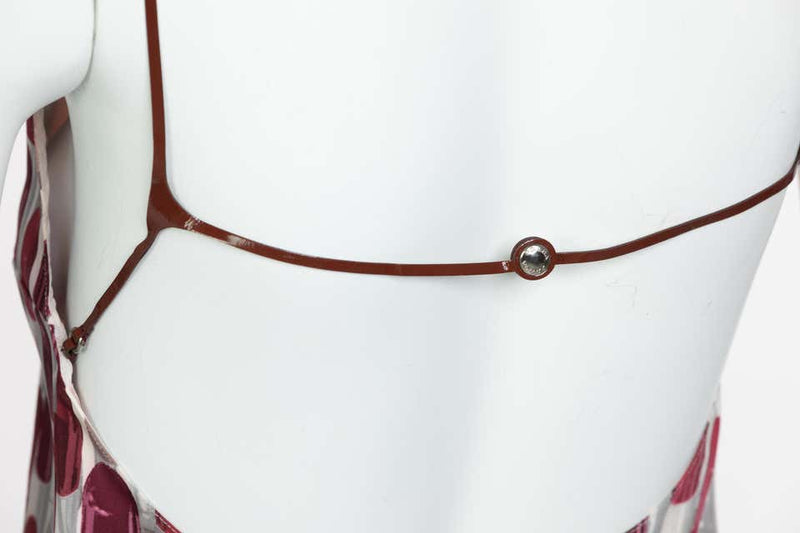 Prada Silk Lipstick Leather Strap Top Spring 2000