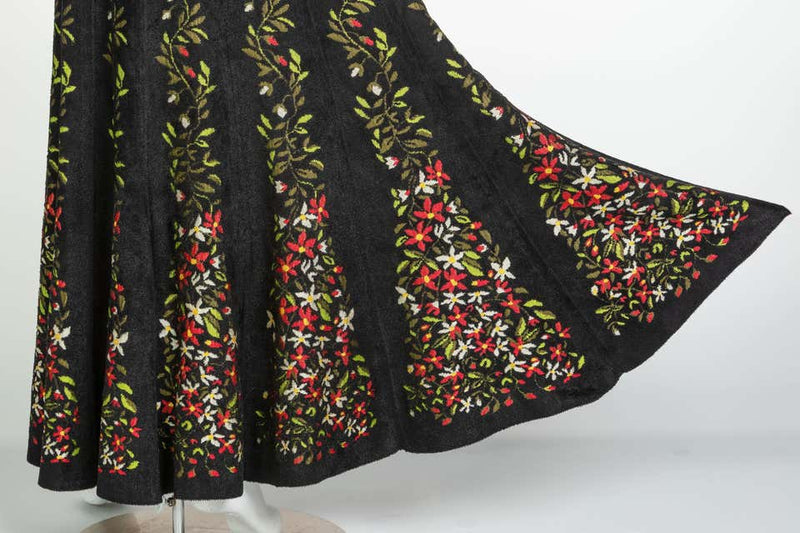 Vintage Azzedine Alaïa Balck Floral Chenille Maxi Skirt Documented Fall 2000