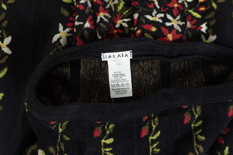 Vintage Azzedine Alaïa Balck Floral Chenille Maxi Skirt Documented Fall 2000