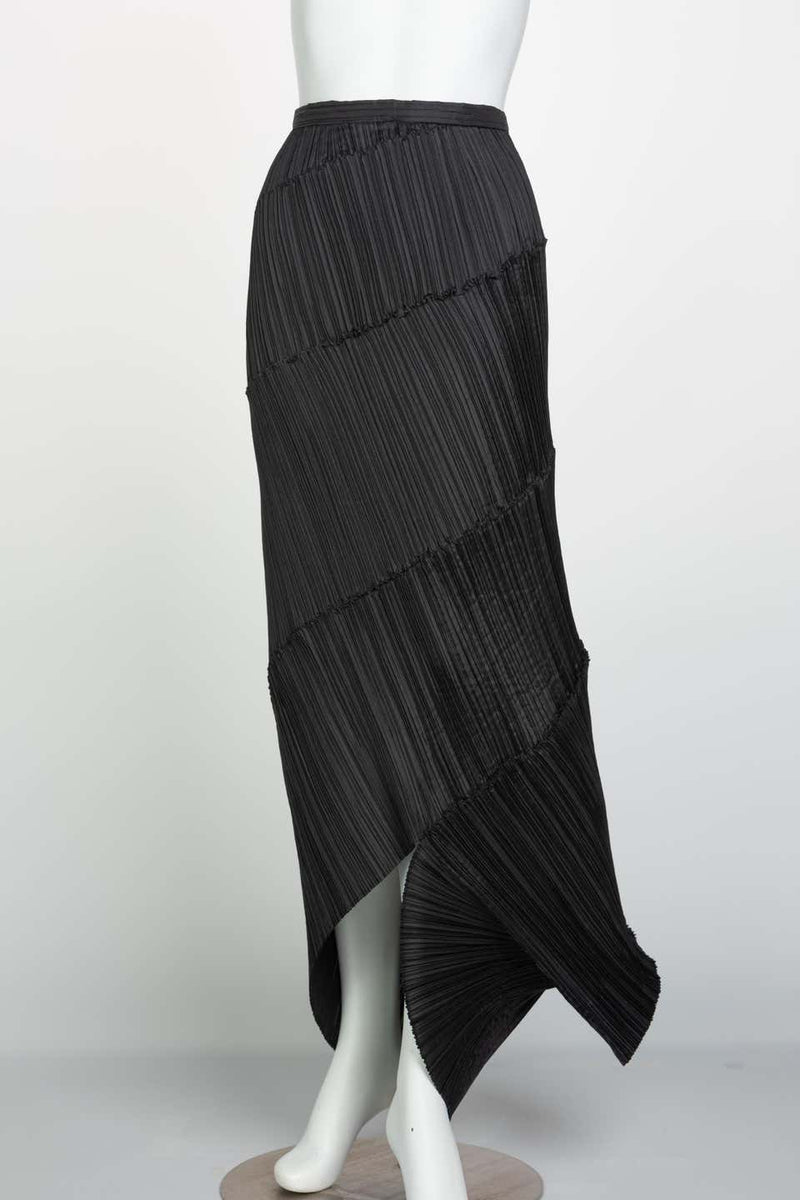 Issey Miyake Black Pleated Spiral Skirt, 1990s