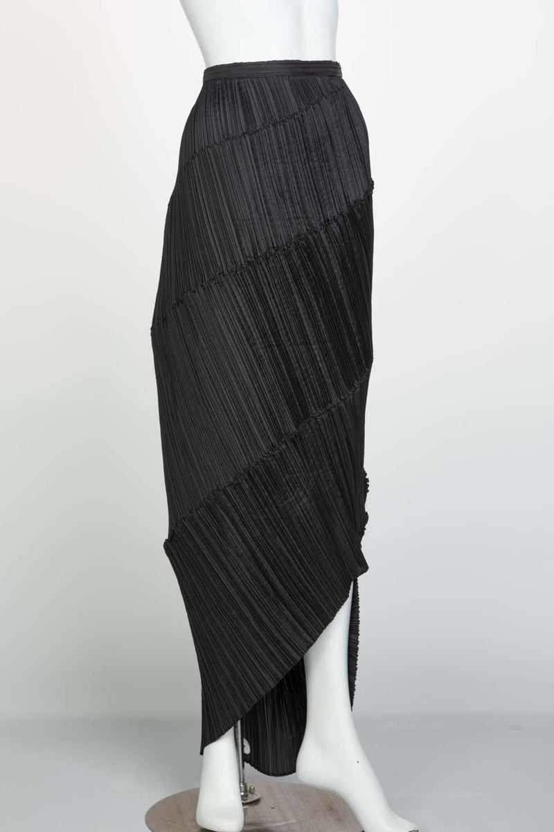 Issey Miyake Black Pleated Spiral Skirt, 1990s