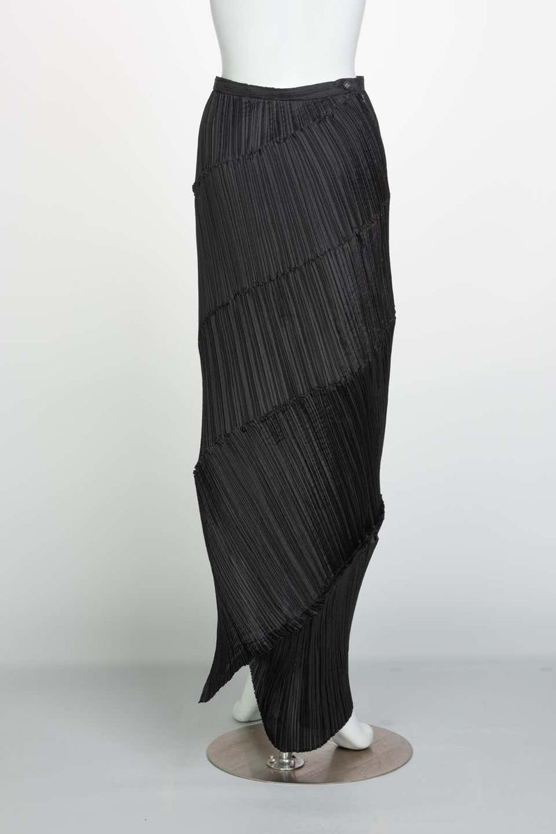 Issey Miyake Black Pleated Spiral Skirt, 1990s