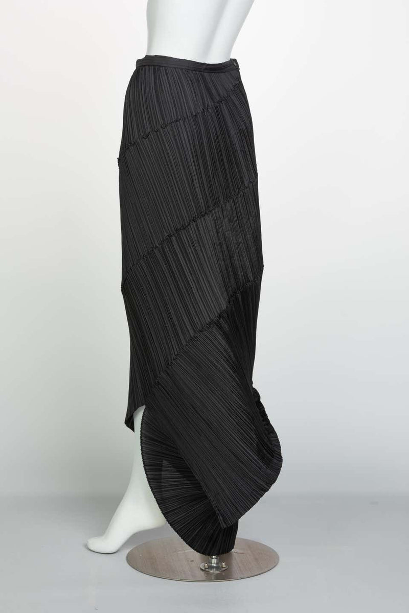 Issey Miyake Black Pleated Spiral Skirt, 1990s