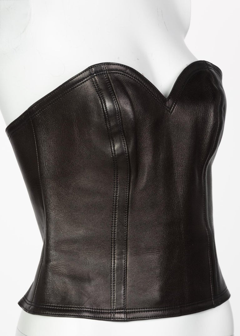 Yves Saint Laurent Black Leather Bustier Top YSL, 2009
