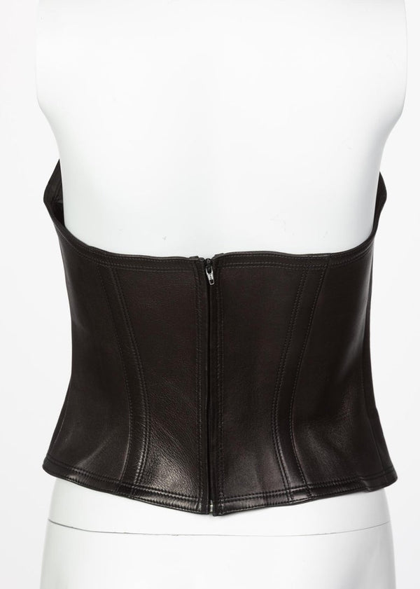 Yves Saint Laurent Black Leather Bustier Top YSL, 2009