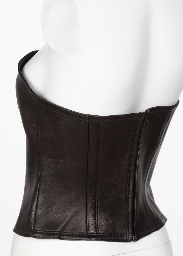 Yves Saint Laurent Black Leather Bustier Top YSL, 2009