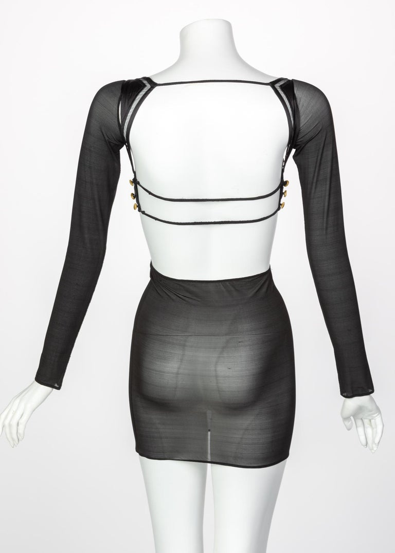 Gucci Tom Ford Black Golden Velvet Cut-Out Bustier Runway Top, 2005