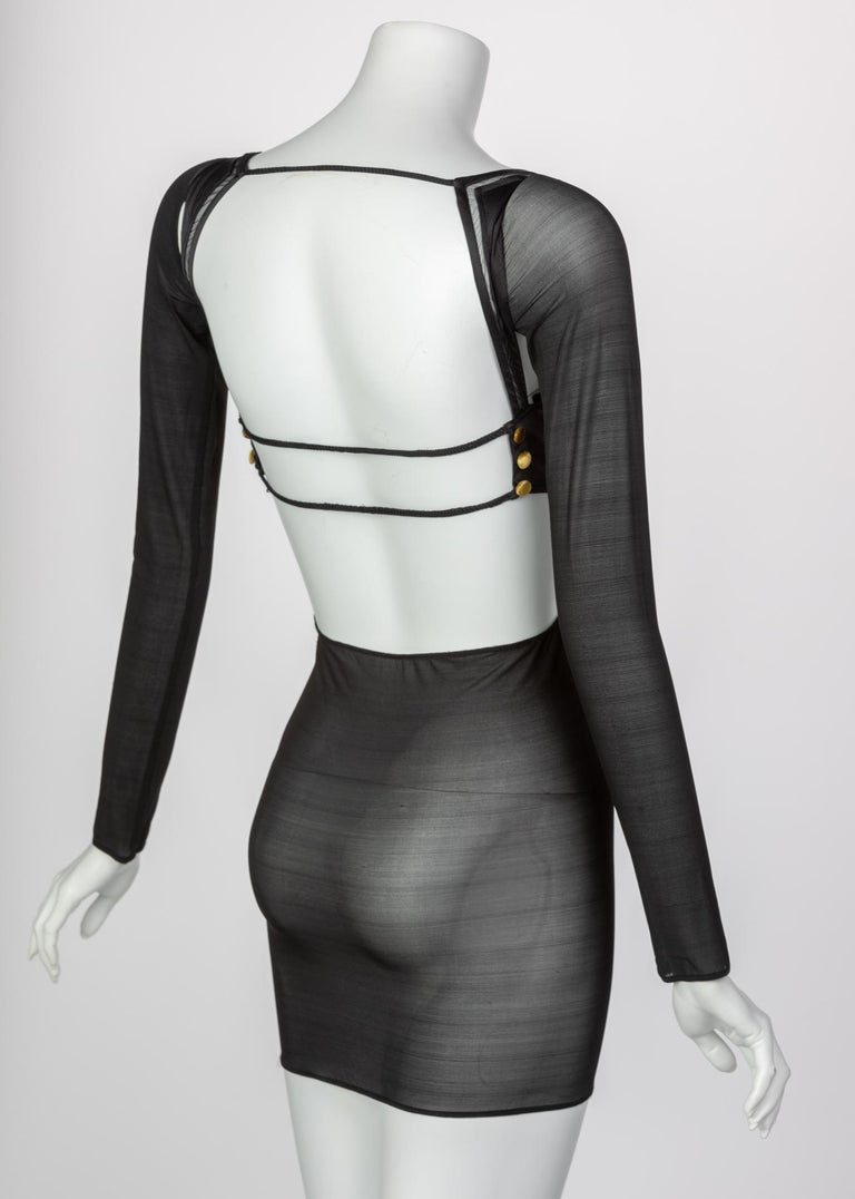 Gucci Tom Ford Black Golden Velvet Cut-Out Bustier Runway Top, 2005