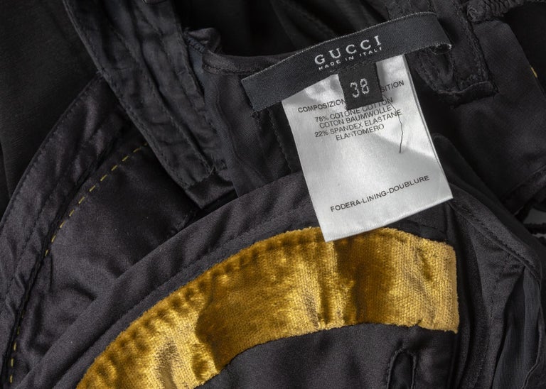 Gucci Tom Ford Black Golden Velvet Cut-Out Bustier Runway Top, 2005