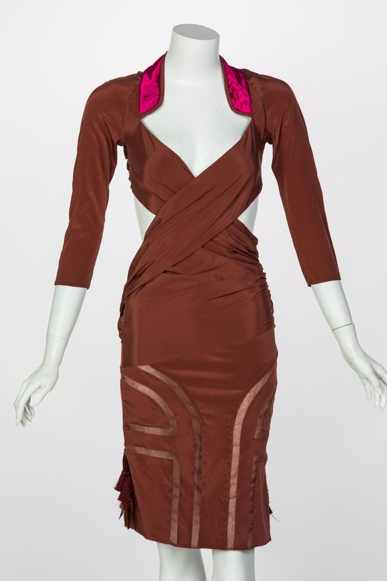 Gucci Copper Silk Cut Out Dress Runway, 2005