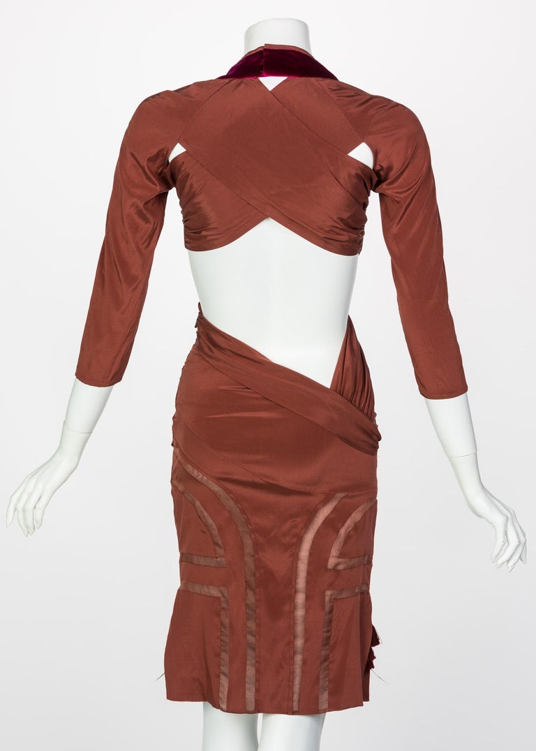 Gucci Copper Silk Cut Out Dress Runway, 2005