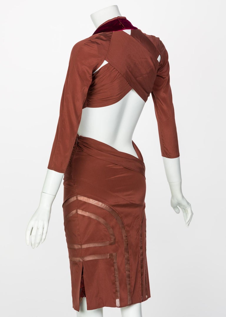 Gucci Copper Silk Cut Out Dress Runway, 2005