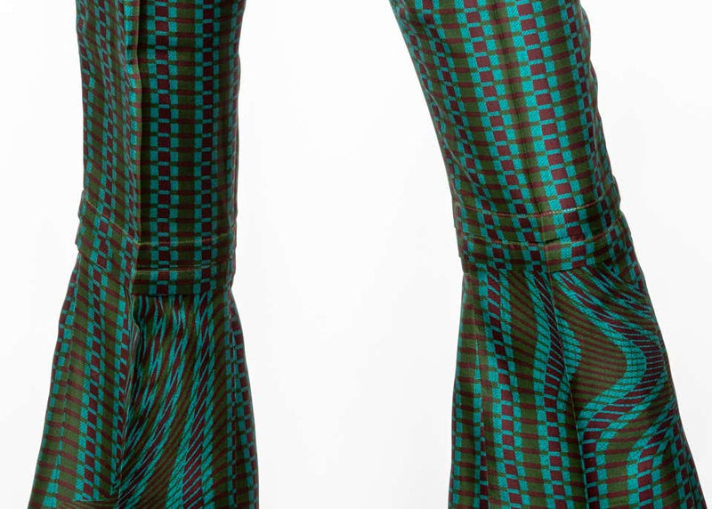 Prada Fairy Collection Green Purple Printed Flared Runway Pants, 2008