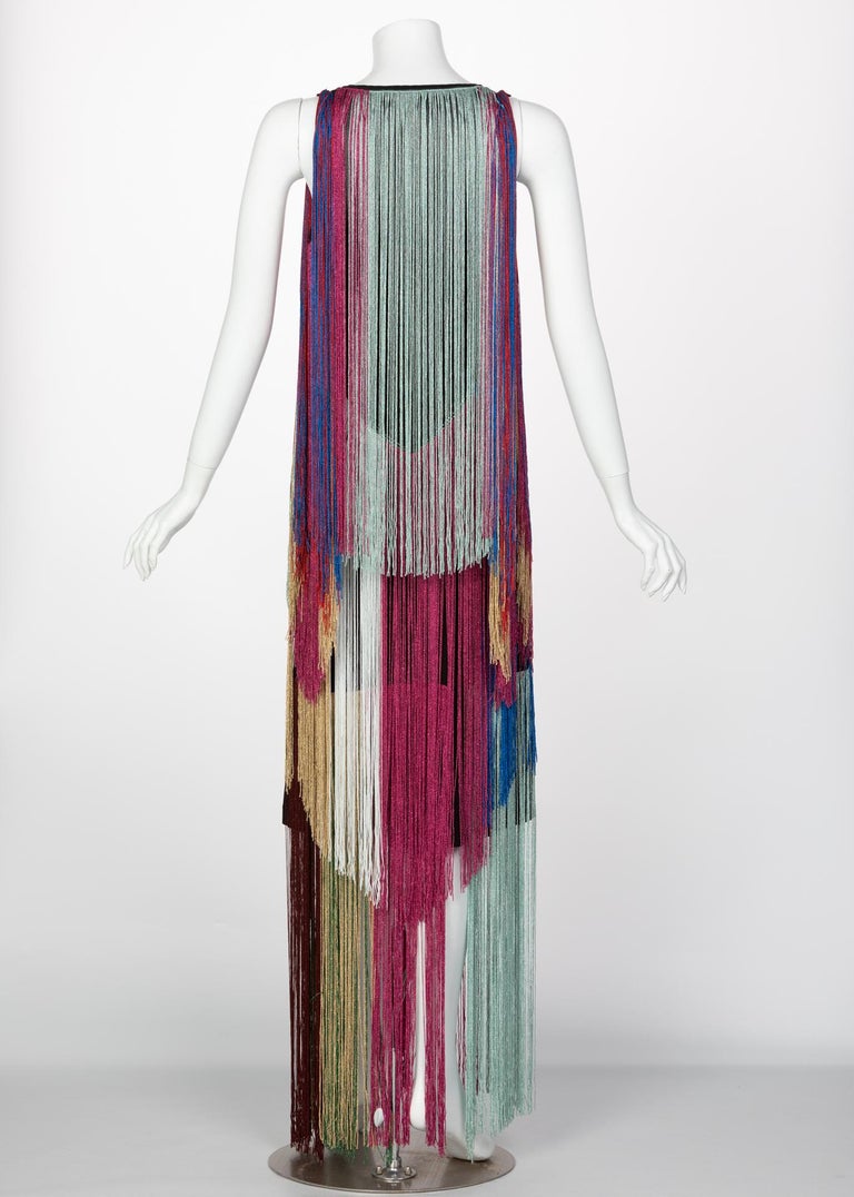 Roberto Cavalli Rainbow Fringe Maxi Dress, Resort 2017