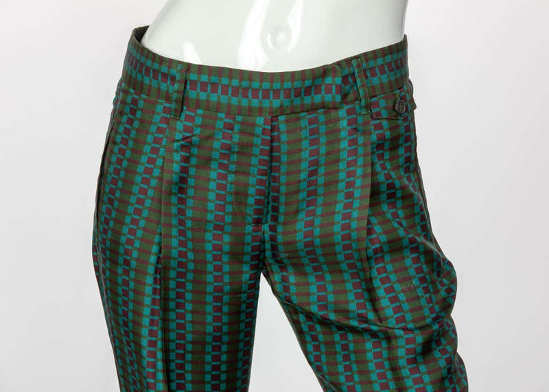 Prada Fairy Collection Green Purple Printed Flared Runway Pants, 2008