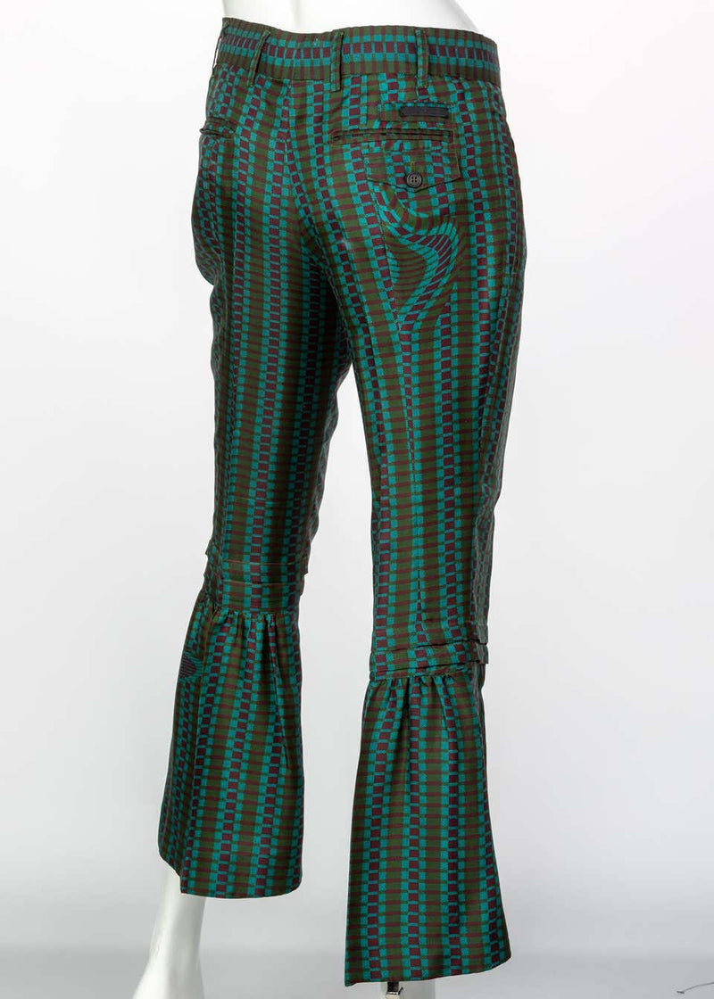 Prada Fairy Collection Green Purple Printed Flared Runway Pants, 2008